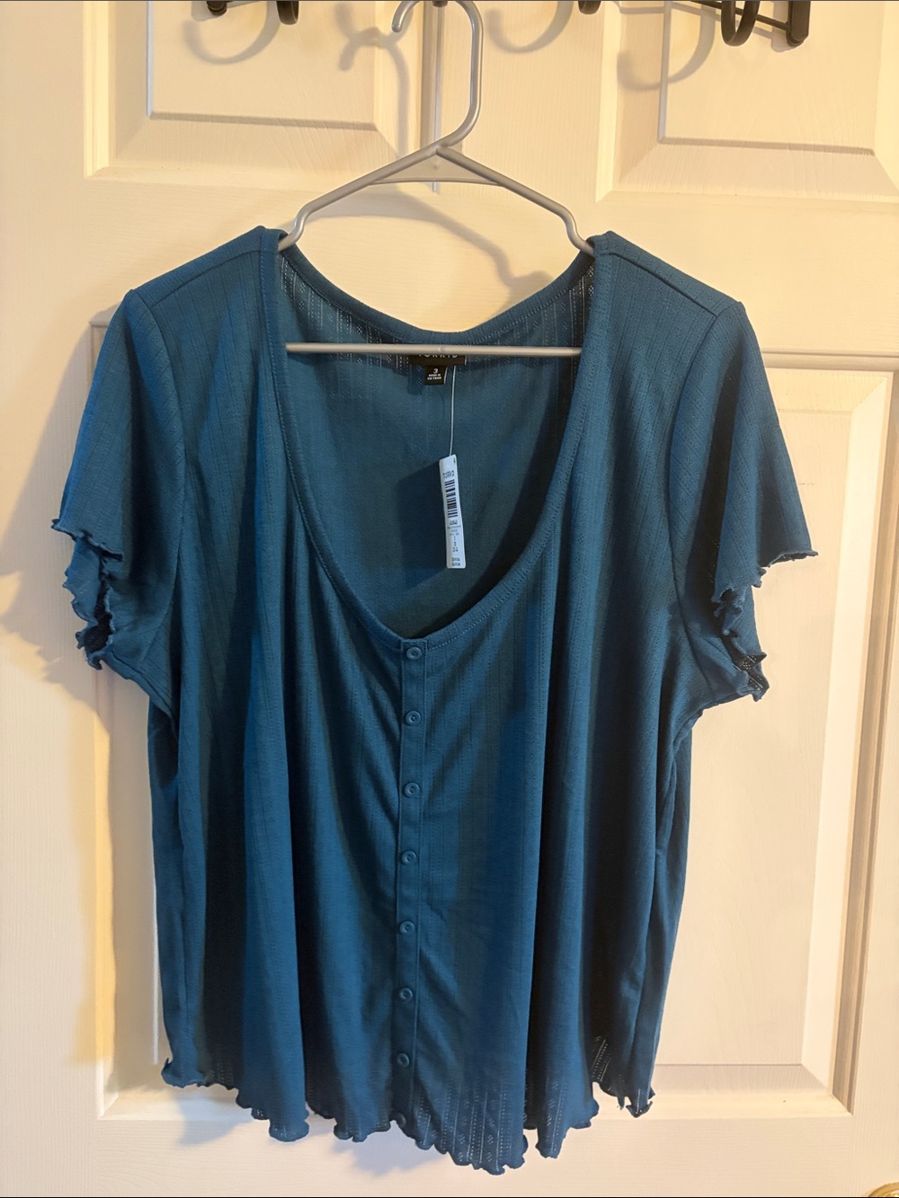 torrid Teal Button-Front Short Sleeve Top